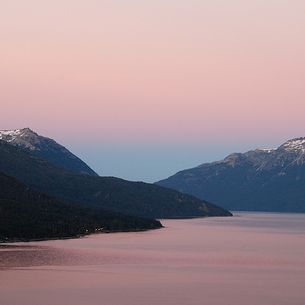 First lights over Lago Traful, Patagonia