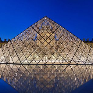 Paris, France - The Louvre Pyramid @ Blue Hour