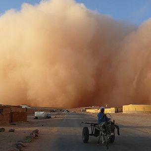 Storm reaching a camp for Saharawi refugees